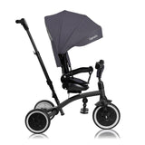 Tricicleta copii, Lionelo, Tris Plus, Ultrapliabila, Multifunctionala, Pana la 25 kg, Inclinare spatar in fata si in spate, Suport picioare, Control al directiei, Scaun reversibil, Rotire 360 grade, Conform cu EN71, 9 luni-5 ani, Gri