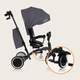 Tricicleta copii, Lionelo, Tris Plus, Ultrapliabila, Multifunctionala, Pana la 25 kg, Inclinare spatar in fata si in spate, Suport picioare, Control al directiei, Scaun reversibil, Rotire 360 grade, Conform cu EN71, 9 luni-5 ani, Gri