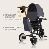 Tricicleta copii, Lionelo, Tris Plus, Ultrapliabila, Multifunctionala, Pana la 25 kg, Inclinare spatar in fata si in spate, Suport picioare, Control al directiei, Scaun reversibil, Rotire 360 grade, Conform cu EN71, 9 luni-5 ani, Gri