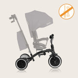 Tricicleta copii, Lionelo, Tris Plus, Ultrapliabila, Multifunctionala, Pana la 25 kg, Inclinare spatar in fata si in spate, Suport picioare, Control al directiei, Scaun reversibil, Rotire 360 grade, Conform cu EN71, 9 luni-5 ani, Gri