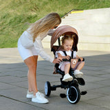 Tricicleta copii, Lionelo, Tris Plus, Ultrapliabila, Multifunctionala, Pana la 25 kg, Inclinare spatar in fata si in spate, Suport picioare, Control al directiei, Scaun reversibil, Rotire 360 grade, Conform cu EN71, 9 luni-5 ani, Roz