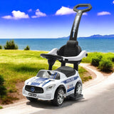 Masinuta de impins, Baby Mix, Police, Cu maner de impins detasabil, Cu protectii laterale, Cu melodii si claxon, Cu suport jucarii sub sezut