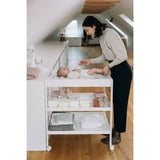 Masuta de infasat, FreeON, Mila, Din lemn, Cu 4 roti pentru transport facil, Cu 3 suprafete de depozitare, 76x54x86 cm, White