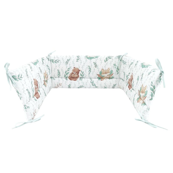 Aparatoare pentru patut, MimiNu, Din bumbac certificat Oeko Tex Standard 100, 180x30 cm, Cu panglici, Lulu Natural