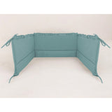 Aparatoare pentru patut, MimiNu, Cu volanase, Din bumbac certificat Oeko Tex Standard 100, 180x30 cm, Cu panglici, Colectia Royal, Nepal Green