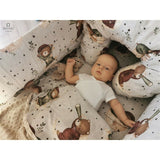 Aparatoare pentru patut, MimiNu, Din bumbac certificat Oeko Tex Standard 100, 180x30 cm, Cu panglici, Teddy Bear On Moon