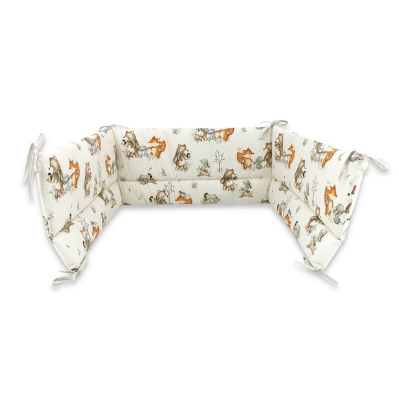 Aparatoare pentru patut, MimiNu, Din bumbac certificat Oeko Tex Standard 100, 180x30 cm, Cu panglici, Design, Time for fun