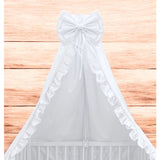 Baldachin, MimiNu, Din tull, pentru patut, cu funda si volan, 210x145 cm, Material certificat Oeko Tex Standard 100, Alb