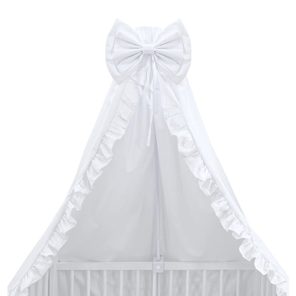 Baldachin, MimiNu, Din tull, pentru patut, cu funda si volan, 210x145 cm, Material certificat Oeko Tex Standard 100, Alb