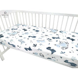 Cearceaf cu elastic, MimiNu, Pentru patut 120X60 cm, Din bumbac certificat Oeko Tex Standard 100, Dino Granat