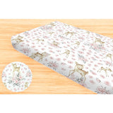 Cearceaf cu elastic, MimiNu, Pentru pat 160x80 cm, Din bumbac certificat Oeko Tex Standard 100, Sweet Deer Pink