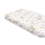 Cearceaf cu elastic, MimiNu, Pentru pat 160x80 cm, Din bumbac certificat Oeko Tex Standard 100, Sweet Deer Pink