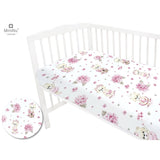 Cearceaf cu elastic, MimiNu, Pentru patut 120X60 cm, Din bumbac certificat Oeko Tex Standard 100, Design, Pink Ballerina
