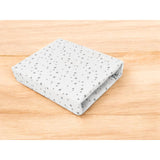 Cearceaf cu elastic, MimiNu, Pentru patut leagan sau patut co-sleeper, Dimensiune 90x40 cm, Din bumbac certificat Oeko Tex Standard 100, Mini Gray Stars