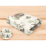 Cearceaf cu elastic, MimiNu, Pentru patut leagan sau patut co-sleeper, Dimensiune 90x40 cm, Din bumbac certificat Oeko Tex Standard 100, Design, Calm Forest Natural