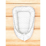 Cosulet bebelus, MimiNu, Pentru dormit, Baby Cocoon 75x55 cm, Husa 100% bumbac, Din bumbac certificat Oeko Tex Standard 100, Mini Gray Stars