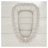 Cosulet bebelus, MimiNu, Pentru dormit, Baby Nest 55 x 75 cm, Cu Volanase, Husa 100% bumbac, Din bumbac certificat Oeko Tex Standard 100, Colectia Royal, Beige