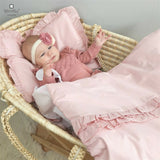 Halat de baie, MimiNu, Cu urechi, 6 - 24 luni Moale, Cu volanase, Cu buzunare, Cu cordon, Din bumbac si thermo fleece, Materiale certificate Oeko Tex Standard 100, Colectia Royal, Powder Pink