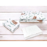 Lenjerie patut cu 3 piese, MimiNu, Cu cearceaf 120x60 cm, Din bumbac certificat Oeko Tex Standard 100, Cu pilota si husa pilota, 135x100 cm, Lulu Natural