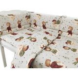 Lenjerie patut cu 3 piese, MimiNu, Pentru patut 120x60 cm, Cu protectie laterala, Din bumbac certificat Oeko Tex Standard 100, Teddy Bear On Moon