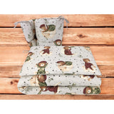 Lenjerie patut cu 3 piese, MimiNu, Pentru patut 120x60 cm, Cu protectie laterala, Din bumbac certificat Oeko Tex Standard 100, Teddy Bear On Moon