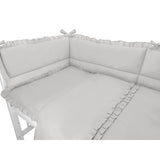 Lenjerie patut cu 3 piese, MimiNu, Pentru patut 120x60 cm, Cu volanase, Cu protectie laterala, Din bumbac certificat Oeko Tex Standard 100, Colectia Royal, Grey