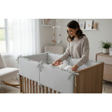 Lenjerie patut cu 3 piese, MimiNu, Pentru patut 120x60 cm, Cu volanase, Cu protectie laterala, Din bumbac certificat Oeko Tex Standard 100, Colectia Royal, Grey