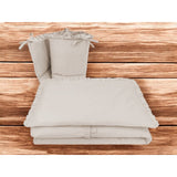 Lenjerie patut cu 3 piese, MimiNu, Pentru patut 120x60 cm, Cu volanase, Cu protectie laterala, Din bumbac certificat Oeko Tex Standard 100, Colectia Royal, Beige