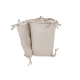 Lenjerie patut cu 3 piese, MimiNu, Pentru patut 120x60 cm, Cu volanase, Cu protectie laterala, Din bumbac certificat Oeko Tex Standard 100, Colectia Royal, Beige