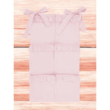 Organizator pentru patut, MimiNu, Din bumbac certificat Oeko Tex Standard 100, Cu 6 compartimente, Doua panglici, 70x40 cm, Cu volanase, Colectia Royal Powder Pink