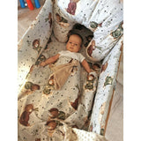Paturica de infasat, MimiNu, Cu doua fete, Cu multiple utilizari, Cu inchidere arici velcro, Dimensiune 75x75 cm, Din bumbac certificat Oeko Tex Standard 100, Teddy Bear On Moon