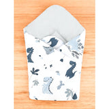 Paturica de infasat, MimiNu, Cu doua fete, Cu multiple utilizari, Cu inchidere arici velcro, Dimensiune 75x75 cm, Din bumbac certificat Oeko Tex Standard 100, Dino Granat