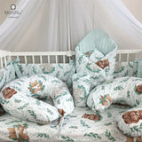 Paturica de infasat, MimiNu, Multifunctionala, Cu volanase, Cu inchidere cu panglica si arici velcro, Dimensiune 75x75 cm, Din bumbac certificat Oeko Tex Standard 100, Lulu Natural/Mint