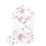 Paturica de infasat, MimiNu, Cu panglica, Cu multiple utilizari, Cu inchidere arici velcro, Dimensiune 75x75 cm, Din bumbac certificat Oeko Tex Standard 100, Design, Pink Ballerina