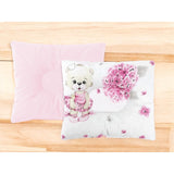 Perna bebelus, MimiNu, Profilata, Cu doua fete, Cu functie anti-soc, Pufoasa, Din catifea si bumbac, 23x26 cm, Materiale certificate Oeko Tex Standard 100, Velvet Pink Ballerina