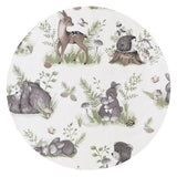 Perna bebelusi, MimiNu, Ursulet, Multifunctionala, Cu doua fete, Tesatura pufoasa minky si bumbac, Materiale certificate Oeko Tex Standard 100, Design, Minky Calm Forest Natural