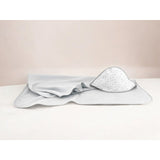 Prosop cu gluga, MimiNu, Mare, Dimensiune 100x100 cm, Din bumbac si thermo fleece, Materiale certificate Oeko Tex Standard 100, Mini Gray Stars