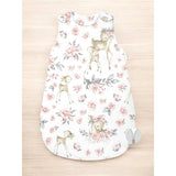 Sac de dormit, MimiNu, Pentru bebelusi, De iarna, Din bumbac certificat Oeko Tex Standard 100, Cu fermoar lateral, Cu capse pe umar, 70 cm, 0 - 6 luni, 2.5 Tog, Sweet Deer Pink