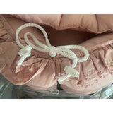 Set 4 in 1 Cosulet bebelus, MimiNu, Baby Cocoon 75x55 cm, Cu volanase, Husa bumbac, Din bumbac certificat Oeko Tex Standard 100, Cu paturica cu volanase 50x70 cm, Cu salteluta, Cu perna fluture, Colectia Royal, Beige