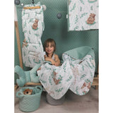 Lenjerie patut cu 5 piese, MimiNu, Pentru patut 120x60 cm, Cu pilota si perna, Din bumbac certificat Oeko Tex Standard 100, Lulu Natural