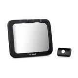 Oglinda auto, Jane, Pentru masina, Cu iluminare LED, Include telecomanda pentru pornire si oprire usoara, Din sticla rezistenta la spargere, 28 x 7 x 20 cm, Black