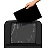 Organizator auto, Lionelo, Cu 5 buzunare de diferite dimensiuni, Cu buzunar pentru tableta, Montare cu clema, Piele ecologica, Impermeabila, Negru