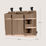 Organizator multifunctional, Lionelo, Sidepocket L, 58x11x58 cm, 3 parti independente cu multiple buzunare, Universal, Constructie ranforsata, Bej