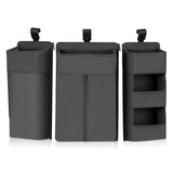 Organizator multifunctional, Lionelo, Sidepocket L, 58x11x58 cm, 3 parti independente cu multiple buzunare, Universal, Constructie ranforsata, Gri