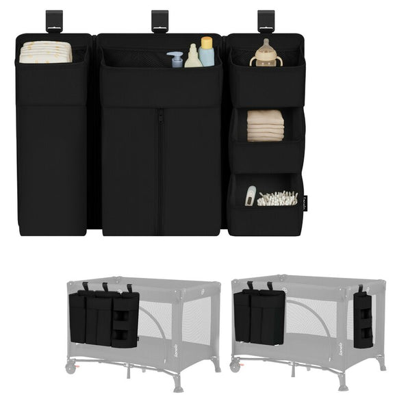 Organizator multifunctional, Lionelo, Sidepocket L, 58x11x58 cm, 3 parti independente cu multiple buzunare, Universal, Constructie ranforsata, Negru