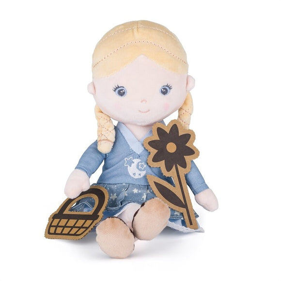 Papusa, Petite&Mars, Elise, Din plus, 35 cm, Ambalaj cu mini puzzle din carton, 0 luni+, Multicolor