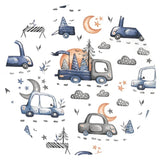 Paturica calduroasa, MimiNu, Pentru scoica, scaun auto/carucior, Cu gluga si urechi, Dimensiune 90x90 cm, Din Minky + Bumbac, Materiale certificate Oeko Tex Standard 100, Design, Cars Blue