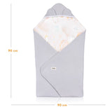 Paturica de infasat, Lionelo, Pentru scoica auto, carucior si landou, Cu multiple utilizari, Cu inchidere arici velcro, Dimensiune 90x90 cm, Din bumbac, TOG 2.5, 12-18 luni, Albastru