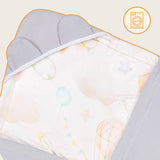 Paturica de infasat, Lionelo, Pentru scoica auto, carucior si landou, Cu multiple utilizari, Cu inchidere arici velcro, Dimensiune 90x90 cm, Din bumbac, TOG 2.5, 12-18 luni, Albastru