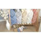 Paturica de infasat, Qmini, Din muselina dubla, Cu inchidere cu panglica, Dimensiune 75x75 cm, Din material certificat Oeko Tex Standard 100, Cream